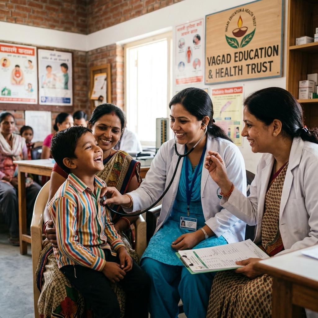 A doctor examining a child
